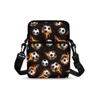 TSOVTHRID Sac à bandoulière 2 couches pour femme - Sac à bandoulière de voyage - Pochette de taille - Sacs à main pour téléphone, Ballon de football enflammé, Taille Unique
