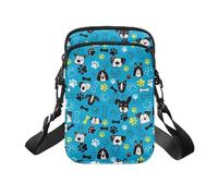 TSOVTHRID Sac à bandoulière pour filles - Sac à bandoulière - Portefeuille - Pochette pour téléphone portable - Pour homme et femme, Cartoon Boston Terrier Dog Paw Bone