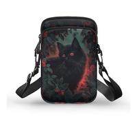TSOVTHRID Sac à bandoulière pour téléphone, portefeuille, sac à main pour femme et homme, Noir Cat-1