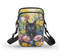 TSOVTHRID Sac à bandoulière pour téléphone, portefeuille, sac à main pour femme et homme, Noir Cat-2