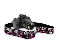 TSOVTHRID Shutterbug Sangle de cou confortable pour appareil photo Motif tête de mort et cœur, Noir , taille unique