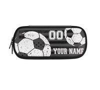 TSOVTHRID Trousse à crayons personnalisée pour enfants, garçons et filles, Football - Drapeau noir, Trousse de beauté