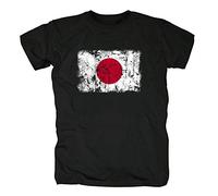 TSP T-shirt vintage pour homme Motif drapeau du Japon - Noir - XXX-Large
