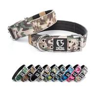 TSPRO Collier Tactique Chien Collier Chien avec Boucle en Métal et Patchs, Reglable Collier de Chien Épais et Solide pour Chiens de Taille Moyenne à Grande (Vert Militaire M+)
