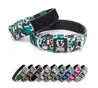 TSPRO Collier Tactique Chien Collier Chien avec Boucle en Métal et Patchs, Reglable Collier de Chien Épais et Solide pour Les Chiens de Grande à Très Grande Taille (Camo Cyan L)