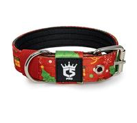 TSPRO Collier Tactique pour Chien avec Boucle en Métal, Collier Réglable pour Chien, Largeur 3,3 cm, Résistant et Confortable pour Les Petits Chiens (Rouge Noël S)