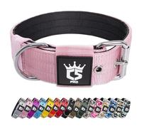 TSPRO Collier Tactique pour Chien avec Boucle en Métal, Collier Réglable pour Chien, Largeur 3,8 cm, Résistant et Confortable pour Les Chiens de Taille Moyenne à Grande (Rose M)