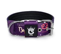 TSPRO Collier Tactique pour Chien avec Boucle en Métal, Collier Réglable pour Chien, Largeur 3,8 cm, Résistant et Confortable pour Les Chiens de Taille Moyenne à Grande (Violet Constellation L)