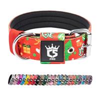 TSPRO Collier Tactique pour Chien avec Boucle en Métal, Collier Réglable pour Chien, Largeur 3,8 cm, Résistant et Confortable pour Les Chiens de Taille Moyenne à Grande (Rouge Noël L)