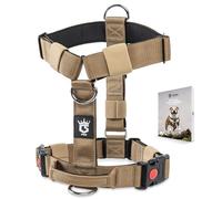 TSPRO Harnais Chien Gros Tactique, Réglable et Résistant avec Libération Rapide et Poignée Douce et Confortable, Idéal pour la Promenade, la Course et la Randonnée (Khaki M 25)
