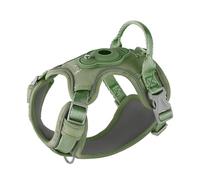 TSPRO Harnais Chien Moyenne Taille avec Porte Airtag, Réglable Harnais pour Chien avec Poignée Douce, Durable, Polyvalent, Réfléchissant pour Promenade, Course et Entraînement (Vert Taille 4)