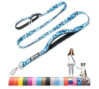 TSPRO Laisse pour Chien à Main Libre, avec Poignée Rembourrée de Sécurité et Fermoir Métallique, Durable, Réglable, pour Moyens et Grands Chiens (Camo Bleu 25)