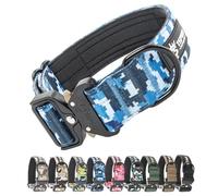 TSPRO Premium Collier pour Chien, Réglable Collier Tactique Chien avec Patch et Une Solide Boucle Métallique à Libération Rapide, pour Chiens de Taille Moyenne à Grande (Camo Bleu L)