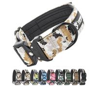 TSPRO Premium Collier pour Chien, Réglable Collier Tactique Chien avec Patch et Une Solide Boucle Métallique à Libération Rapide, pour Chiens de Taille Moyenne à Grande (Camo Khaki L)