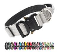 TSPRO Premium Collier pour Chien, Réglable Collier Tactique Chien avec Poignée et Une Solide Boucle Métallique à Libération Rapide, pour Chiens de Taille Moyenne à Grande (Gris M)