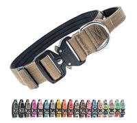TSPRO Premium Collier pour Chien, Réglable Collier Tactique Chien avec Poignée et Une Solide Boucle Métallique à Libération Rapide, pour Chiens de Taille Moyenne à Grande (Khaki L)