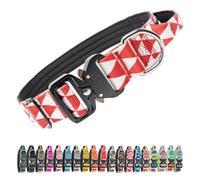 TSPRO Premium Collier Tactique Chien Collier Chien avec Poignée, Reglable Collier pour Chien Boucle en Métal à Déverrouillage Rapide pour Chiens de Taille Moyenne à Grande (Géométrique L)