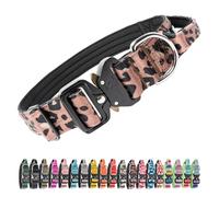 TSPRO Premium Collier Tactique Chien Collier Chien avec Poignée, Reglable Collier pour Chien Boucle en Métal à Déverrouillage Rapide pour Chiens de Taille Moyenne à Grande (Imprimé Léopard L)