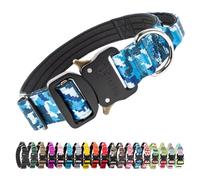TSPRO Premium Collier Tactique Chien Collier Chien avec Poignée, Reglable Collier pour Chien Boucle en Métal à Déverrouillage Rapide pour Chiens de Taille Moyenne à Grande (Camo Bleu M)