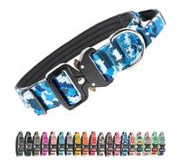 TSPRO Premium Collier Tactique Chien Collier Chien avec Poignée, Reglable Collier pour Chien Boucle en Métal à Déverrouillage Rapide pour Chiens de Taille Moyenne à Grande (Camo Bleu L)