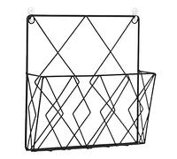 TSQZE Porte Revues Suspendu Porte Magazine Metal, Porte-journaux Panier à Journaux Porte Revue Mural avec 2 Crochets pour Magazines, Livres Et Documents De Bureau (Noir)