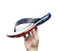 TSRLXYZ UN Pantoufles à coussin d'air pleine paume, sandales de styliste, tongs for hommes, chaussures décontractées for la maison, clapet de luxe(White and dark blue,46)