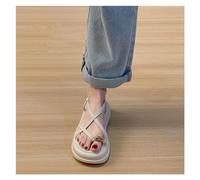 TSRLXYZ UN Sandales à semelles épaisses et bout tong à la mode for vêtements d'extérieur for femmes, pantoufles de printemps et d'été 2024(Creamy-white,39 EU)