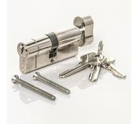 TSS Serrure à cylindre Euro TS007 haute sécurité 1 étoile avec tourniquet à molette, norme britannique, approuvée par les assurances, serrures de porte UPVC (45 mm côté tournant x 50 mm extérieur (95