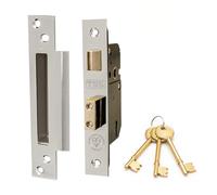 TSS Serrure à mortaise haute sécurité à 5 leviers avec 3 clés et fixations, 6,3 cm (68 mm) en chrome poli, approuvé par les assurances pour portes extérieures, norme britannique BS3621:2007