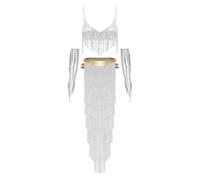 TSSOE Adulte Costume Danse Orientale Tenues Danseuse Du Ventre Arabe Samba Argent XXL