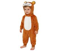 TSSOE Combinaison Bébé Animal Douce Capuche Queue 3D Combinaison en Flanelle Enfant Cosplay Halloween Carnaval A Ours Kaki 12-18 Mois
