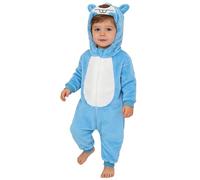 TSSOE Combinaison Bébé Animal Douce Capuche Queue 3D Combinaison en Flanelle Enfant Cosplay Halloween Carnaval A Marmotte Bleue 5-6 Ans