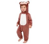 TSSOE Combinaison Bébé Animal Douce Capuche Queue 3D Combinaison en Flanelle Enfants Cosplay Halloween Carnaval B Souris Brunes 4-5 Ans