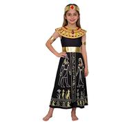 TSSOE Costume Cléopâtre Pour Enfant Filles Robe Grecque D'Athéna Sans Manches avec Accessoires Cosplay Pharaon Noir 110