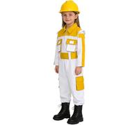 TSSOE Costume Électricien Enfant Unisexe Haut Pantalon Casque Gants Tenue Cosplay Ingénieur Halloween Carnaval Jaune 9-10 ans