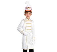 TSSOE Costume Garde Royale Enfant 4 Pièces Veste Longue Ceinture Casque Gants - Tenue Cérémonie Cosplay Carnaval B Blanc 5-6 ans