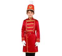 TSSOE Costume Garde Royale Enfant 4 Pièces Veste Longue Ceinture Casque Gants - Tenue Cérémonie Cosplay Carnaval B Rouge 9-10 ans