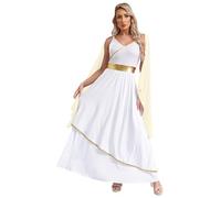 TSSOE Déguisement Déesse Grecque Femme Costume Déesse Romaine Antiquité Togue Grec pour Cospaly Halloween Carnaval A Champagne XXL