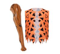 TSSOE Déguisement des Caverne Garçon Gliet sans Manches et Bâton Gonflable Déguisement Préhistorique Enfant Cosplay Halloween Orange 7-8 ans
