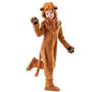 TSSOE Déguisement Lion Enfant Garçon Fille Combinaison Petit Rugir Lion avec Gants et Chausson Fête Thème Animal Brun 7-8 ans