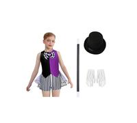 TSSOE Déguisement Magicien Enfant Fille Combinaison Sequins Accessoires Chapeau Gants Bâton Magique Halloween B Noir 13-14 ans