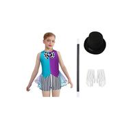 TSSOE Déguisement Magicien Enfant Fille Combinaison Sequins Accessoires Chapeau Gants Bâton Magique Halloween B Vert 11-12 ans