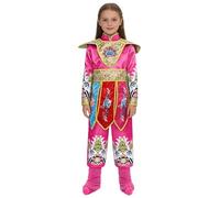 TSSOE Déguisement Opéra Chinois Enfant Fille Costumes Danse Folklorique Chinoise avec Accessoires pour Fête Thème Rose Vif 5-6 ans