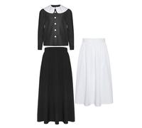 TSSOE Déguisement Pionnière Colonial Enfant Fille Costume Historique Chemisier Jupe A-Line Tablier Ensemble Traditionnel Halloween Noir 5-6 ans