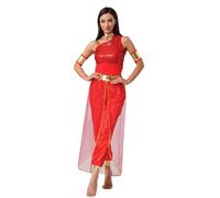 TSSOE Déguisement Princesse Arabian Femme Jumpsuit de Danse Ventre Combinaison Tulle Pailleté Costume Oriental Belly Dance S-4XL Rouge XXL