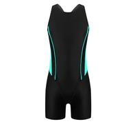 TSSOE Enfant Fille Maillot de Bain Combinaison de Natation Floral Monokini Haut Gilet sans Manches Dos Nu Maillot Shorty pour Nager Eté 5-16 Ans Vert&Noir 11-12 Ans