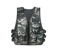 TSSOE Enfant Garçon Gilet Camouflage Militaire Mode Sweat T-Shirt Pulls Gilet Tactique Combat Veste avec Multi-Poches Gilet pour Chasse/Camping/Jeu CS Camouflage Léger 8-14