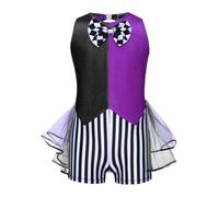 TSSOE Enfants Filles Costume de la Folle Chapeuse Body sans Manches à Rayures et Damier Tenue Tea Party Fête Anniversaire Noir 13-14 ans