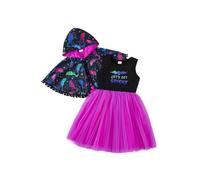 TSSOE Ensemble Chauve-Souris 2 Pièces Fille Enfant Costume de Vampire Chauve-Souris Robe avec Cape à Capuche Halloween Carnaval Violet 4-5 ans
