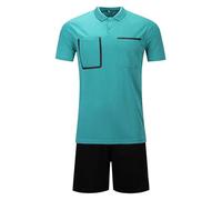 TSSOE Ensemble d'Entraînement Homme Costume Football Arbitre T Shirt et Short de Sport pour Exercice Course à Pied Gym lac bleu L